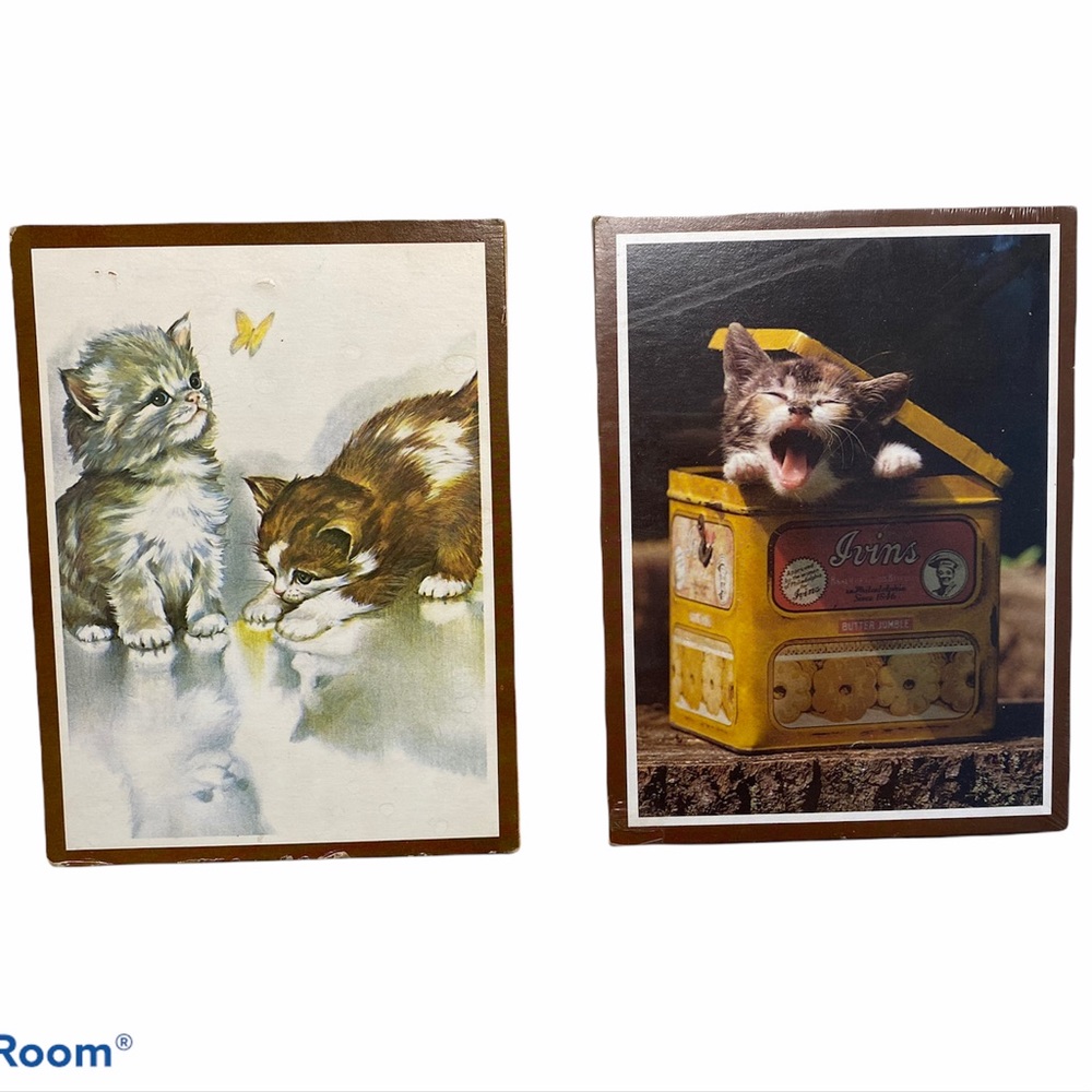 Vintage Cat Kitten 2 Pc Sign 1980’s Soroka